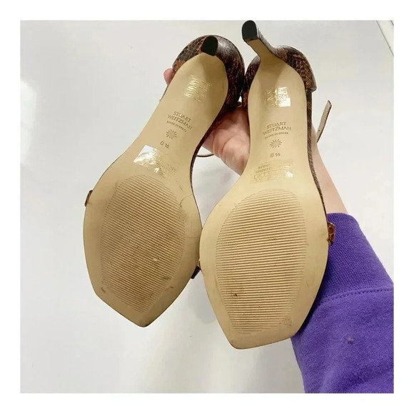 NEW Stuart Weitzman Amelina 95 Strappy Heeled Snake Sandal size 8.5 - Picture 7 of 9